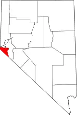 Mapa de Nevada con la ubicación del condado de Douglas