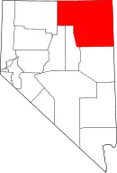 Mapa de Nevada con la ubicación del condado de Elko