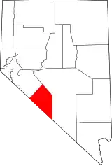 Mapa de Nevada con la ubicación del condado de Esmeralda