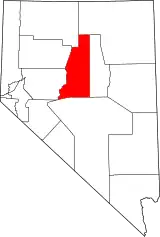 Mapa de Nevada con la ubicación del condado de Lander