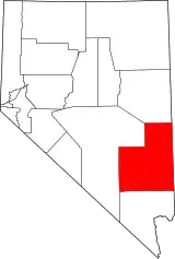 Mapa de Nevada con la ubicación del condado de Lincoln