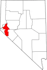 Mapa de Nevada con la ubicación del condado de Lyon