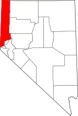 Mapa de Nevada con la ubicación del condado de Washoe