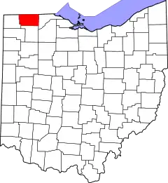 Mapa de Ohio con la ubicación del condado de Fulton