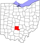 Mapa de Ohio con la ubicación del condado de Pickaway