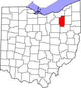 Mapa de Ohio con la ubicación del condado de Summit