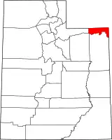 Mapa de Utah con la ubicación del condado de Daggett