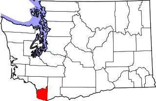 Mapa de Washington con la ubicación del condado de Clark