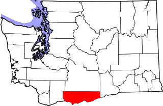 Mapa de Washington con la ubicación del condado de Klickitat