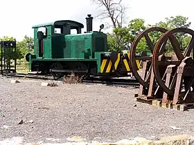Locomotora de transporte de mineral del Museo de la Minería