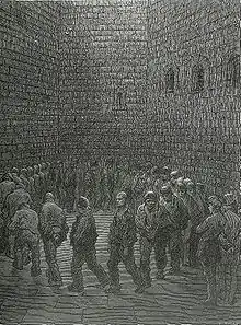 Gustave Doré, Patio de ejercicio de la cárcel de Newgate, que ilustra London: A pilgrimage, de Gustave Doré y Blanchard Jerrold, 1872.
