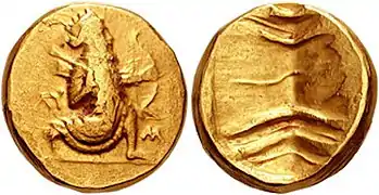 Doble dárico acuñado después de la conquista de Alejandro Magno, en Babilonia, ca. 322-315&nbsp;a.&nbsp;C.