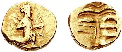 Doble dárico (16,65 g) de la ceca de Babilonia. Ca. 315-298&nbsp;a.&nbsp;C.