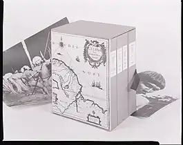 Diseño de Viaggi tra gli Indi: Alto Rio Negro-Alto Orinoco. Appunti di un biologo", caja de 4 volúmenes (1966).