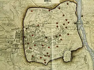 Perímetro de la muralla de Soria, Francisco Coello, Madrid, 1856