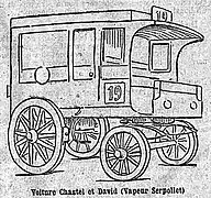 Chastel y David Serpollet  Coche de vapor  Étienne le Blant no ha terminado  Competición del 'Petit Journal' de Carros sin Caballos, París-Ruan. Le Petit Journal22 de julio de 1894