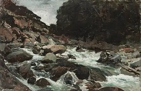 Arroyo de montaña, Garganta de Otira, hacia 1893 (Te Papa, Wellington)