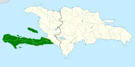 Distribución geográfica del cuatro ojos coronigrís.