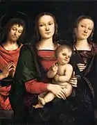 La Virgen con el Niño entre san Juan Bautista y Santa Catalina, de Perugino, 1500.
