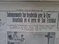 Noticia cubierta por el diario La Prensa por inauguración de la cruz monumental del cerro San Cristóbal.