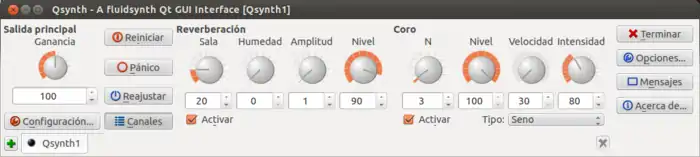 Ventana principal de Qsynth