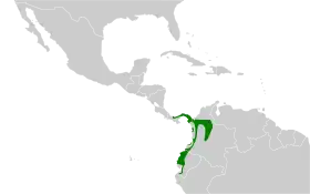Distribución geográfica de la tangara culigualda.