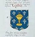 Escudo del reino de Galicia en el armorial de Jean Robin. Año 1639.