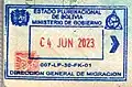 Sello de salida pasaporte boliviano.