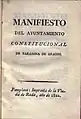 "Manifiesto del ayuntamiento constitucional de Tarazona de Aragón" (1822)