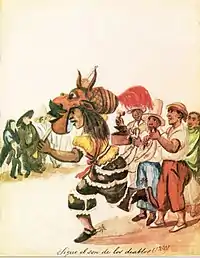 Otra acuarela de Fierro, se ve detrás a un negro usando una cajita.
