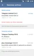 Sesiones activas. Cada sesión lleva una IP y el tipo de cliente.