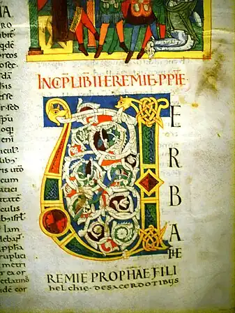 Detalle de una letra capital de la Biblia de Santa Maria del Fiore.