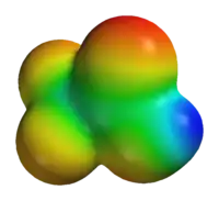 Imagen del potencial electrónico dentro de la molécula de ácido trifluoroacético