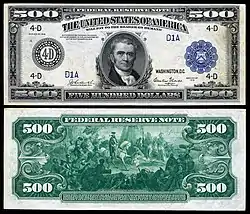 $500 Federal Reserve Note, Series 1918, Fr.1132d, depicting John Marshal.