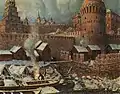 Estuario del río Neglínnaya en el siglo XVII (A. Vasnetsov). Borovítskaya visible y la Torre de Nicolás