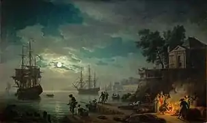 Noche: puerto a la luz de la luna (1771), de Claude Joseph Vernet, Museo del Louvre, París