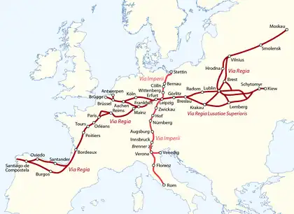 Infraestructura en el Medievo: Via Regia e Via Imperii, de Kiev a Santiago de Compostela