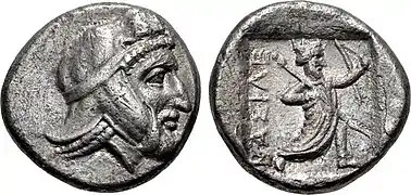 Sátrapa de Asia Occidental del período aqueménida (probablemente Tiribazo). Siglo IV&nbsp;a.&nbsp;C.