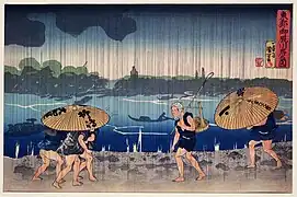 En la orilla del río Sumida (siglo&nbsp;XIX), de Utagawa Kuniyoshi