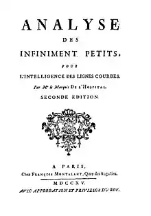 Analyse des infiniment petits pour l'intelligence des lignes courbes, 1715