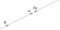 0
              →
            
          
        
        ,
        u
      
    
    {\displaystyle {\vec {0}},u}
  
 y 
  
    
      
        λ
        u
      
    
    {\displaystyle \lambda u}
  
 están alineados, 
  
    
      
        ∀
        u
        ∈
        
          
            R
          
          
            2
          
        
      
    
    {\displaystyle \forall u\in \mathbb {R} ^{2}}
  
, 
  
    
      
        ∀
        λ
        ∈
        K
        .
      
    
    {\displaystyle \forall \lambda \in K.}